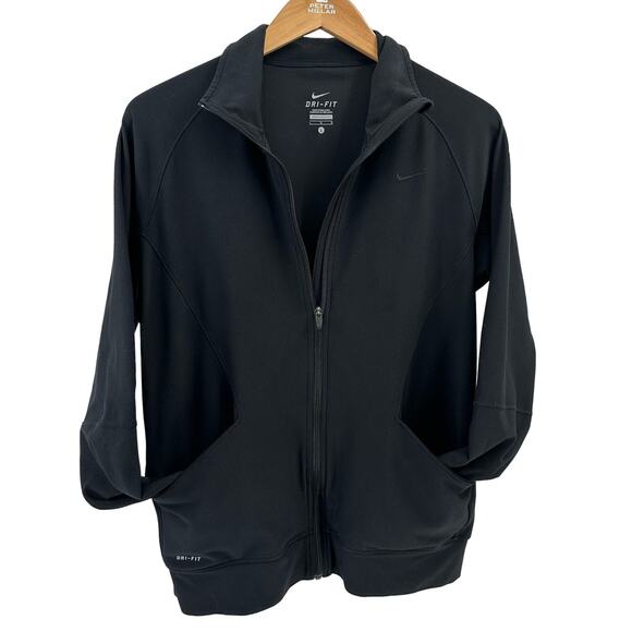 Nike Other - Nike Dri-Fit Men's Zip-Up Sweatshirt L Black Full Zip Thumbholes Long Sleeve Gym